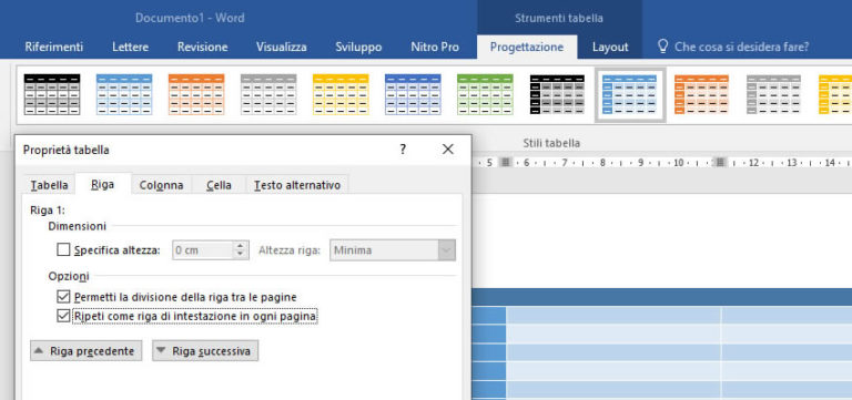 Ripetere la riga di intestazione di una tabella su più pagine di Word