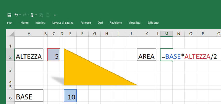 Excel e didattica: nominare le celle per memorizzare una formula